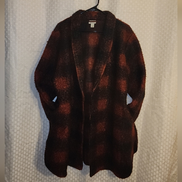 Plaid Wool Blend Coat Folklore Teddy Jacket Cabincore Aesthetic - Picture 4 of 7